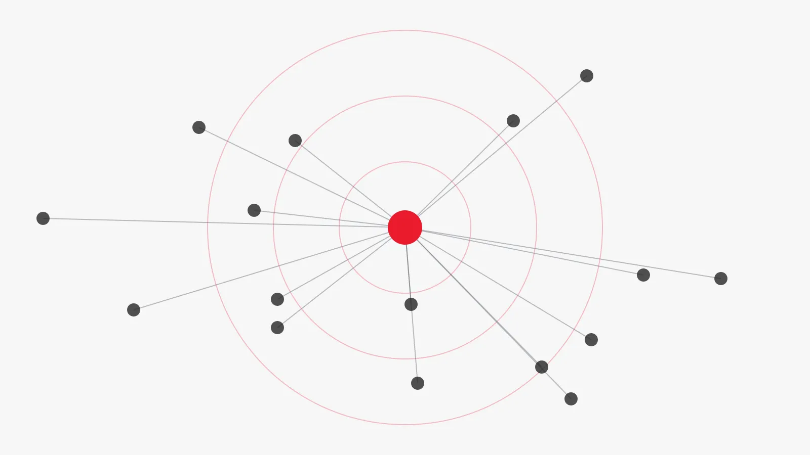 Abstract graphic representing scattered field nodes converging on a single hub